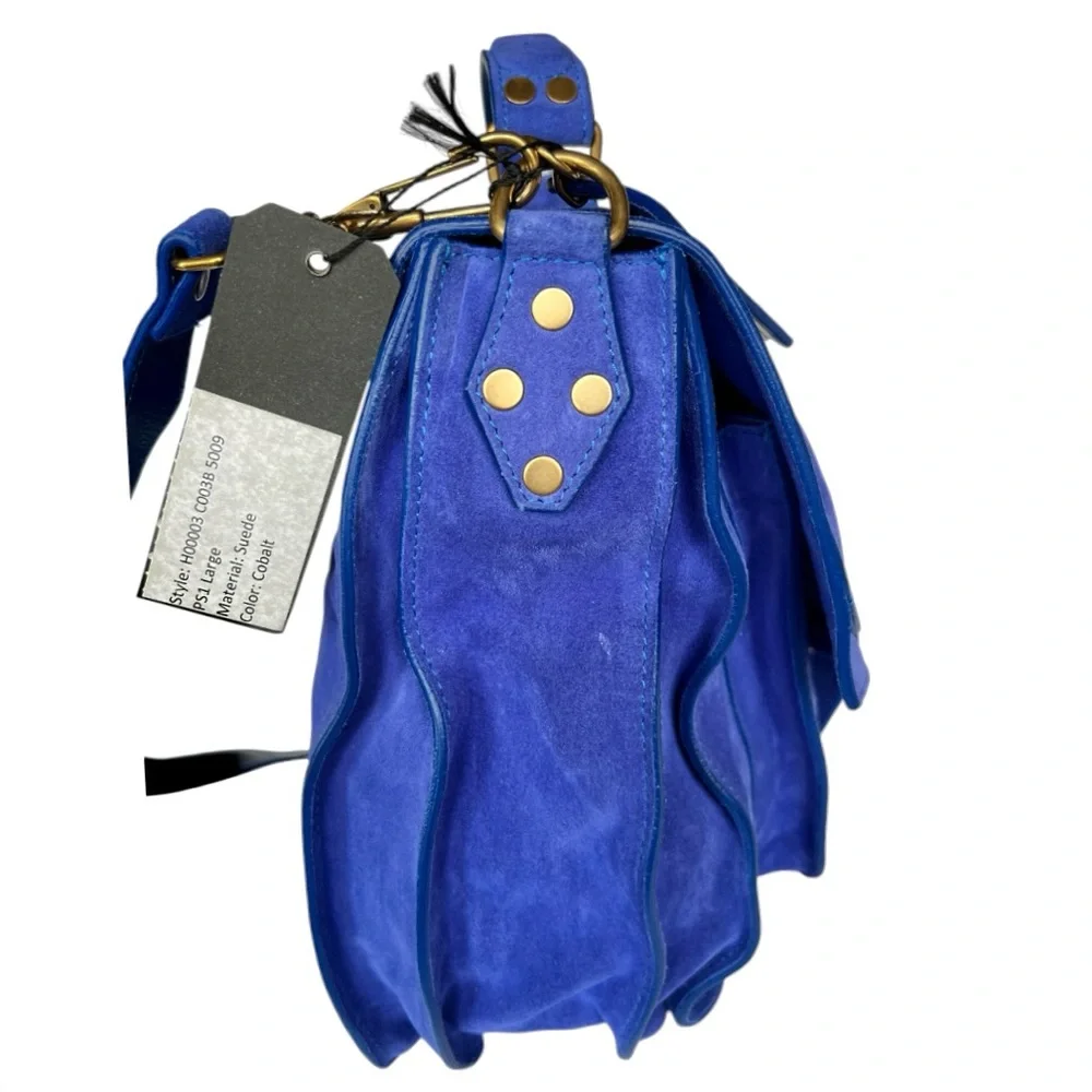 🆕🩷PROENZA SCHOULER Iconic Suede PS1 Shoulder Bag Satchel • *LARGE* • COBALT BLUE